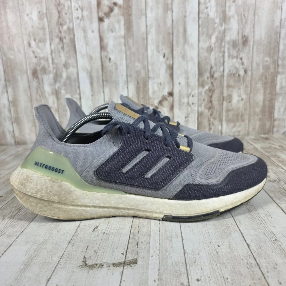 Adidas Ultraboost‎ 22 Grey Navy Denim Running Shoes Mens 11 GX9158